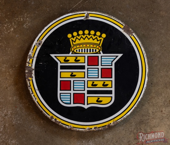 Cadillac Automobiles 20" Single Sided Porcelain Sign w/ Crest Logo