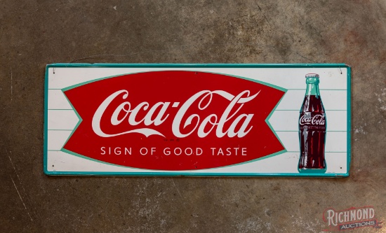 Coca-Cola Sign of Good Taste Single Sided Tin Sign w/ Bottle
