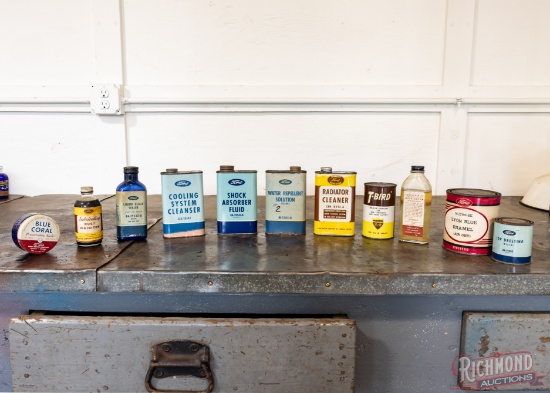 Group of Eleven Ford Motor Company Advertising Cans and Bottles