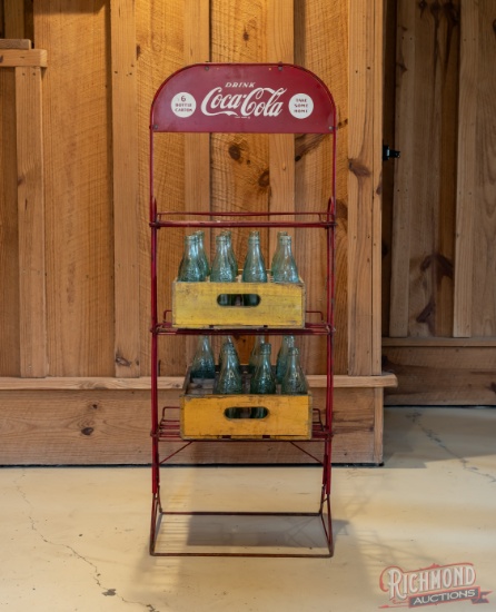 Drink Coca-Cola Bottle Display Rack w/ Crates & Bottles