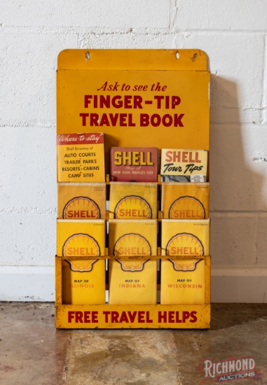 Shell Finger-Tip Travel Book Advertising Map Display Rack w/ Maps