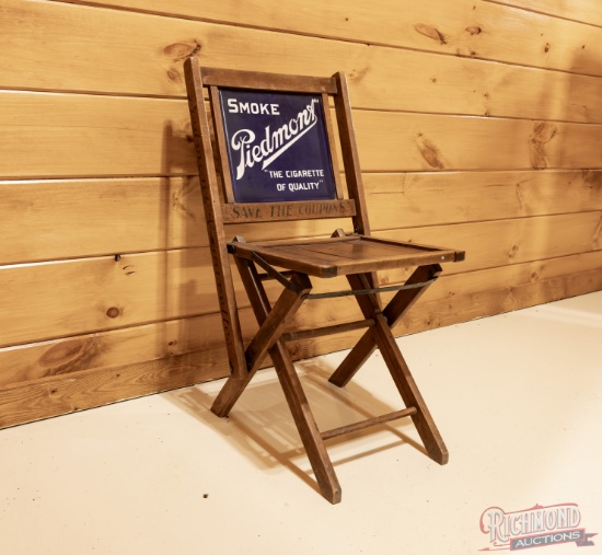 Outstanding Piedmont Tobacco Chair w/ Single Sided Porcelain Sign
