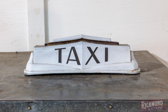 Art Deco Glass Taxi Cab Roof Topper w/ Base