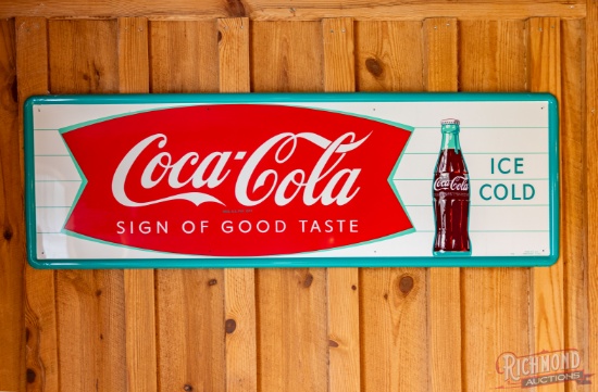 Superb 1960 Coca-Cola "Sign of Good Taste" Horizontal Single Sided Tin Sign