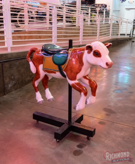 Incredible Carousel Cow Ride w/ Post Mount and Base