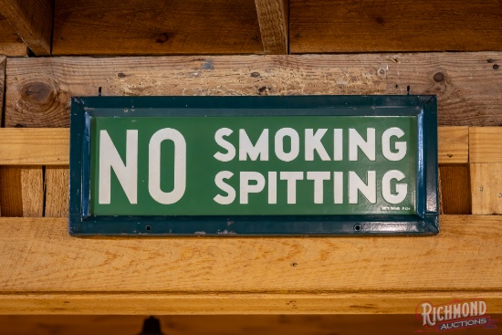 Scarce No Smoking Spitting Single Sided Porcelain Sign