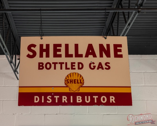 Shellane Bottled Gas Distributor Double Sided Porcelain Sign w/ Logo