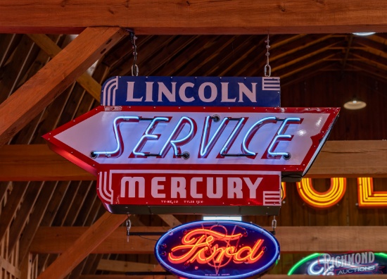 Rare Lincoln Mercury Service 6' Double Sided Porcelain Factory Neon Sign