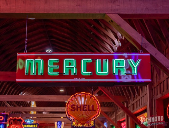 Exceptional Mercury Automobiles 8' Double Sided Porcelain Factory Neon Sign