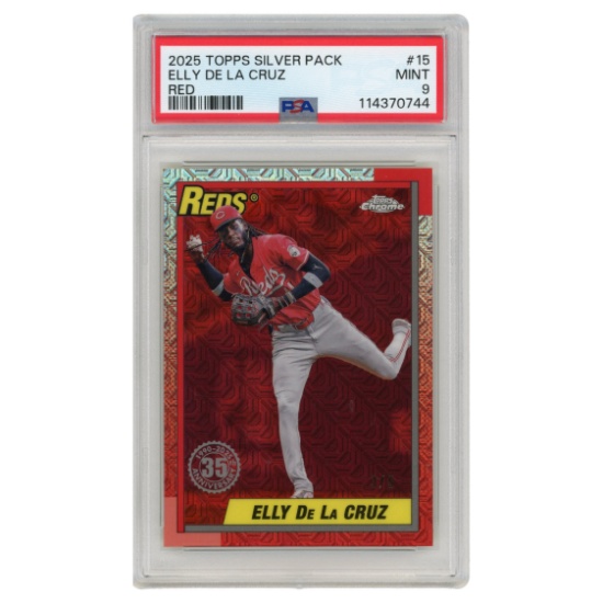 2025 Topps Chrome Silver Pack 1990 Promo Red Elly De La Cruz 3/5 #15 PSA 9