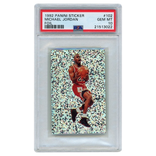 1992 Panini Sticker Foil Michael Jordan #102 PSA 10