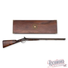 Antique William Steele Cased Percussion Muzzleloading Side by Side 16 Gauge Shotgun