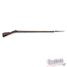 Revolutionary War Period Flintlock Dutch Musket with Socket Bayonet in 65 Caliber