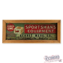 Remington UMC Sportsman's Equipment Framed Single Sided Embossed Tin Sign