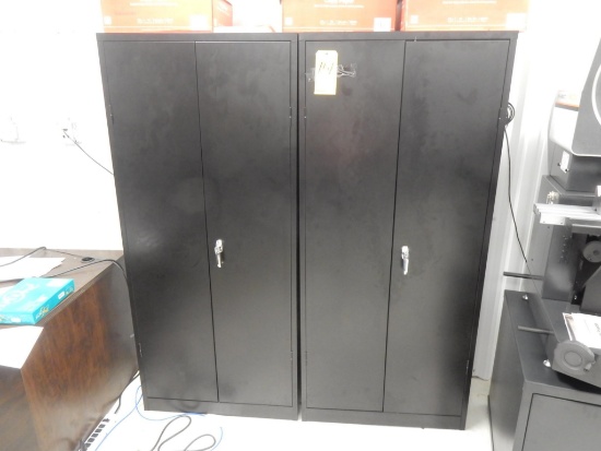 LOT (2) BLACK 2-DOOR METAL CABINETS (NO CONTENTS)