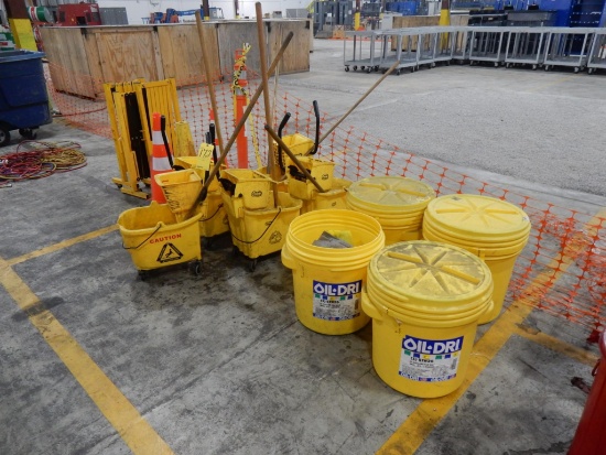 LOT SPILL KIT CONTAINERS, MOP BUCKETS, TRAFFIC CONES, ETC.
