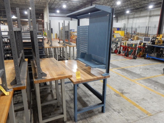 ROUSSEAU 30" X 60" WOOD TOP WORK BENCH W/4-DRAWER CABINET & PEGBOARD RACK