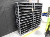 LOT (2) ADJ. METAL SHELVES W/PLASTIC BIN BOXES