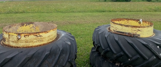 2 Items- set of clamp on duals & tires