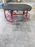 Industrial Shop Table on Metal Wheels