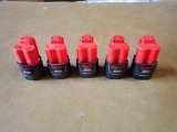 Three Milwaukee 3.0 AH & Two 1.5AH Batteries