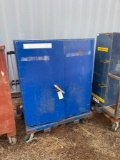 Blue Metal Storage Cabinet On Casters