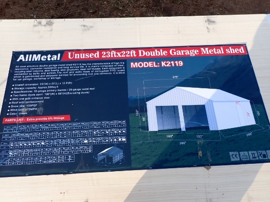 23' x 22' Double Garage Metal Shed | Estate & Personal Property Yard ...
