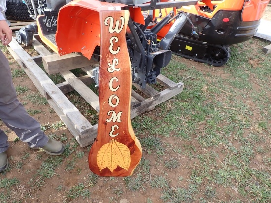 Welcome Tobacco Leaf Cedar Sign