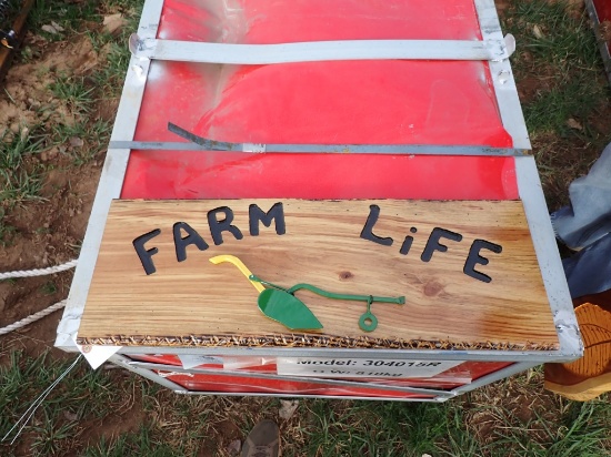 Farm Life Plow Cedar Sign