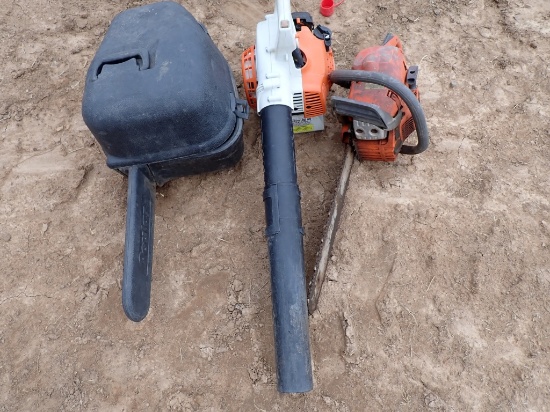 Stihl BG55 Blower & Two Chainsaws