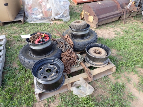 Pallet Of Chains; Chain Slings; 4x4 Tires