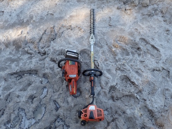 1 Husqavarna Chainsaw & 1 Stihl Pole Trimmer