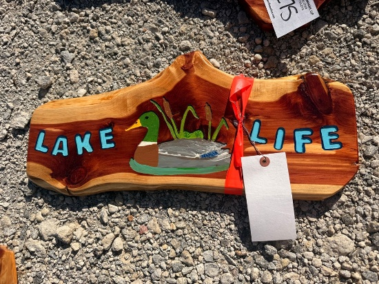 Mallard Lake Life Cedar Sign