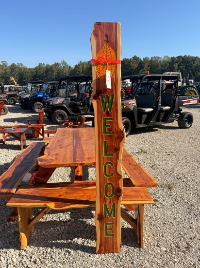 Tobacco Welcome Cedar Sign