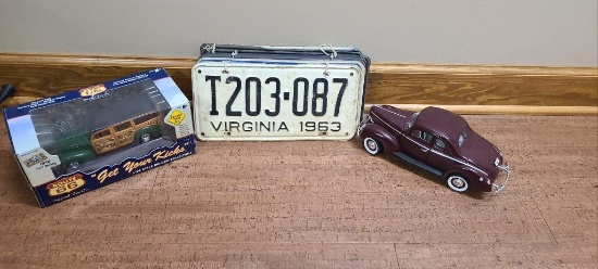 2 Diecast Cars and Antique Tags