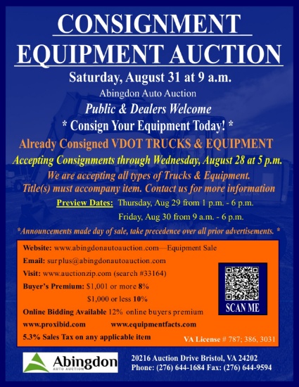 CONSIGNMENT EQUIPMENT AUCTION FEATURING VDOT