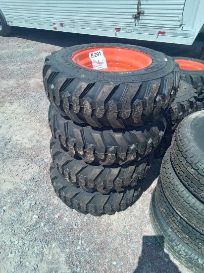 TIRES NEW 10-16.5W/RIMS SET 4 FITS BOBCAT