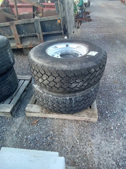 TIRES 425/65R22.5 2 EA W/RIMS ALUM