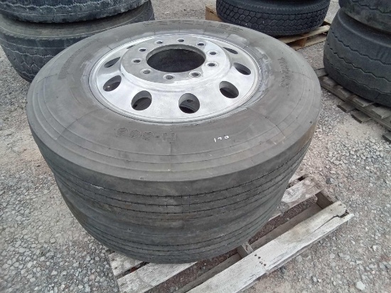 11R24.5 TIRES W/RIMS 2 EACH