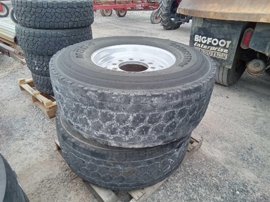 425/65R22.5 TIRES W/RIMS 2 EACH