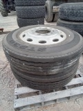 11R24.5 TIRES W/RIMS 2 TIRES