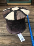 Beautiful Cape Buffalo hide foot stool , with different color hide on top, zipper in bottom... Nice