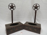 2 ALUMINUM LONE STAR TISSUE BOXES W/PAPER TOWEL HOLDERS