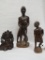 3 CARVED WOOD AFRICAN FIGURINES