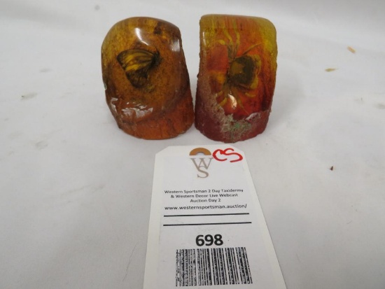 1 AMBER ENCASED BUTTERFLY & 1 AMBER ENCASED CRAB