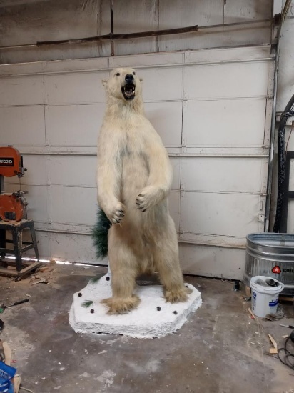 LIFESIZE STANDING POLAR BEAR ON BASE *US RES ONLY*