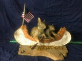 Awesome Rabbit and Squirrel in canoe with American flag 21
