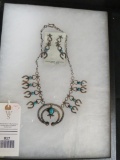 TURQUOISE AND SS NECKLACE AND EARRING SET