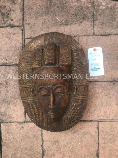 OLD Ivory Coast African Mask- very ornate heavy wood...not Taxidermy