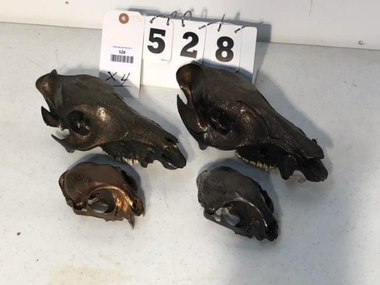 4 BRONZE FINISHED SKULLS (4x$) TAXIDERMY